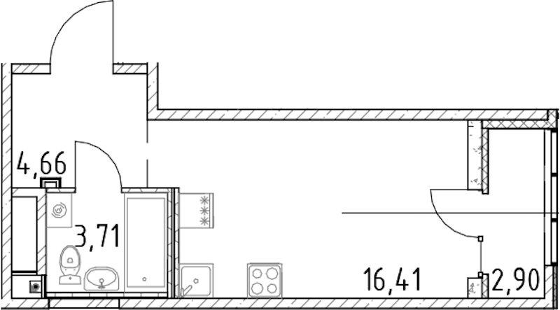 Квартира студия 24.78 м², 12/23 эт., ЖК «Город Первых»